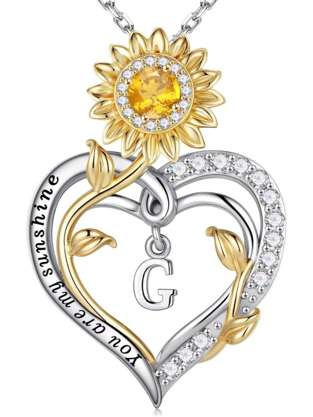Sunflower Initial Necklace – Sterling Silver Gift of Love & Loyalty